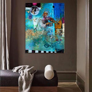 Violinist, Judaica,Jewish Modern Wall Art,Contemporary wall art,Abstract Art Large Print,Inspirational Art,Canvas Prints,Natan cooper,Israel