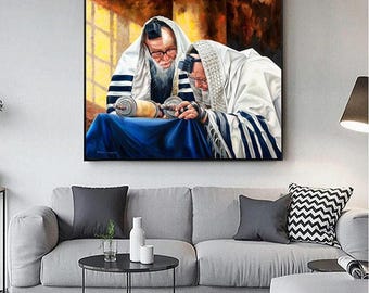 Shema Yisrael Canvas Print: Jewish Leader Realism Art, Judaica Home Decor