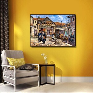 Jerusalem, Mea Shearim Market, Judaica Wall Art, Realism City Scape Jerusalem, Jewish Art, Canvas Prints, Jerusalem Prints, Israel Artist