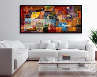 Jerusalem Abstract Art Print: Colorful Judaica, Israel Artist