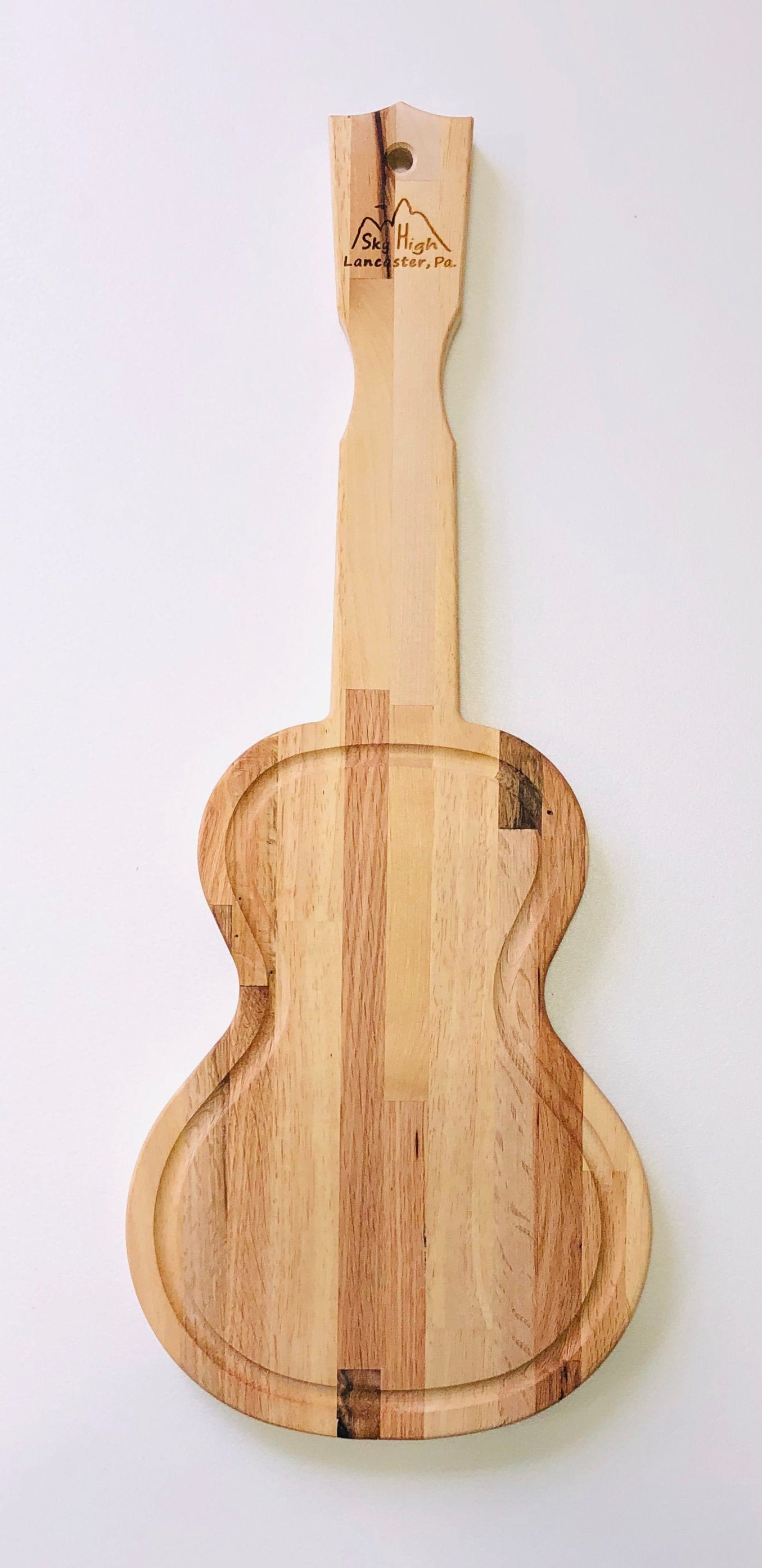 Acoustic Guitar Cutting Board From Repurposed Hardwoods Etsy Canada
