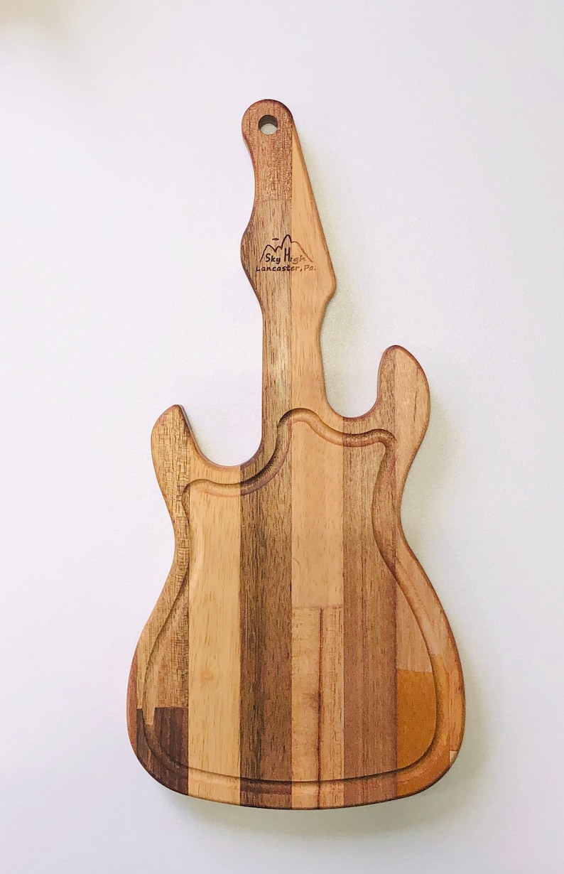 Electric Guitar Cutting Board From Repurposed Hardwoods Etsy