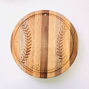 Handmade Medium Baseball Cutting Board from Repurposed Hardwoods