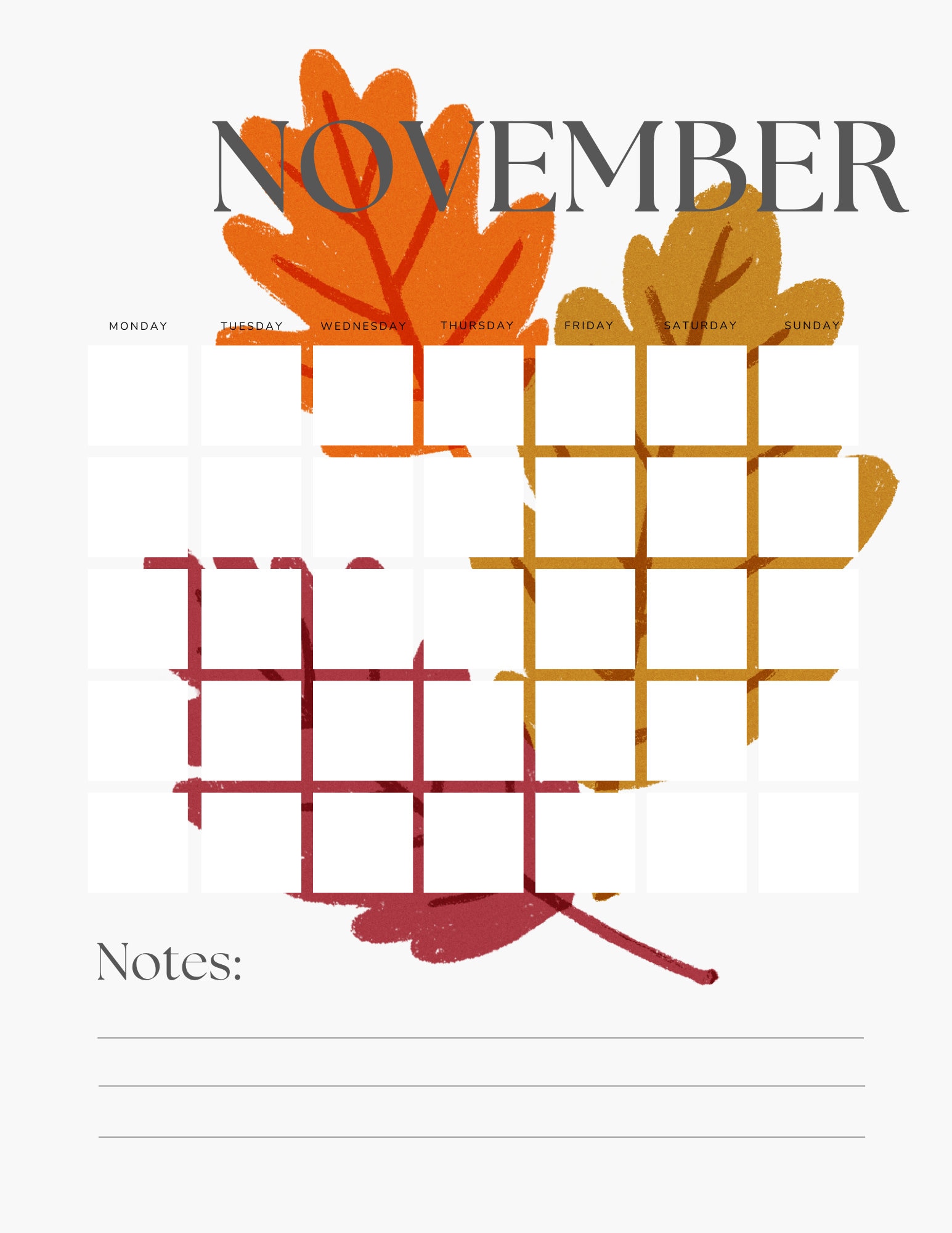 Printable Calendar Etsy
