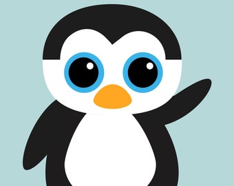 Penguin Vector Illustration Printable Art - Kawaii - Cute Animal