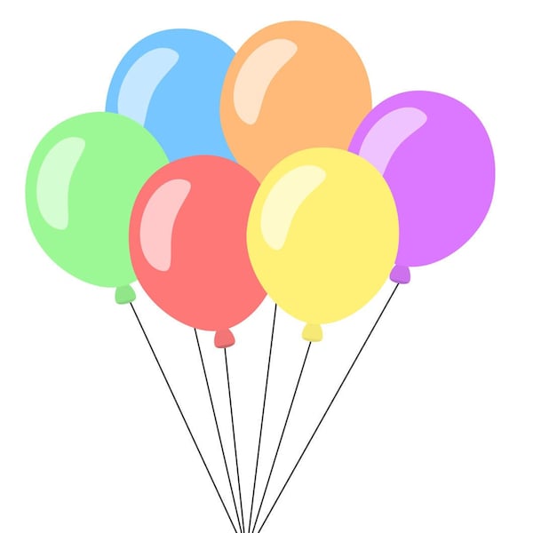 Balloons Vector Illustration Printable Art - Bunch of Multicoloured Balloons - Birthday Balloons