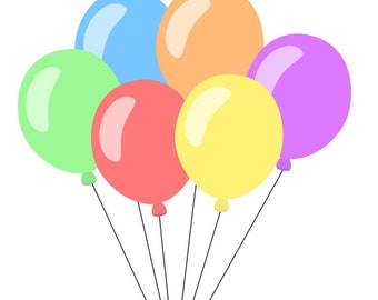 Balloons Vector Illustration Printable Art Bunch of Multicoloured Balloons  Birthday Balloons 