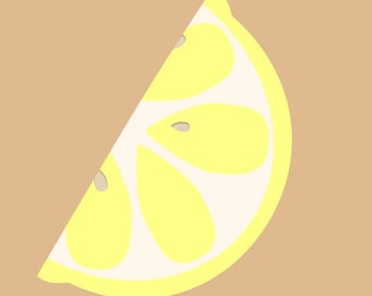 Lemon Slice Vector Illustration Printable Art - Citrus Slice - Fruit