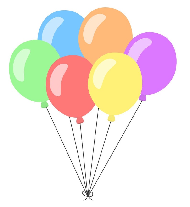 Balloons Vector Illustration Printable Art Bunch of Multicoloured Balloons Birthday Balloons image 1