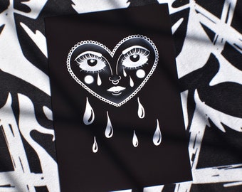 Crying Heart Tattoo Etsy