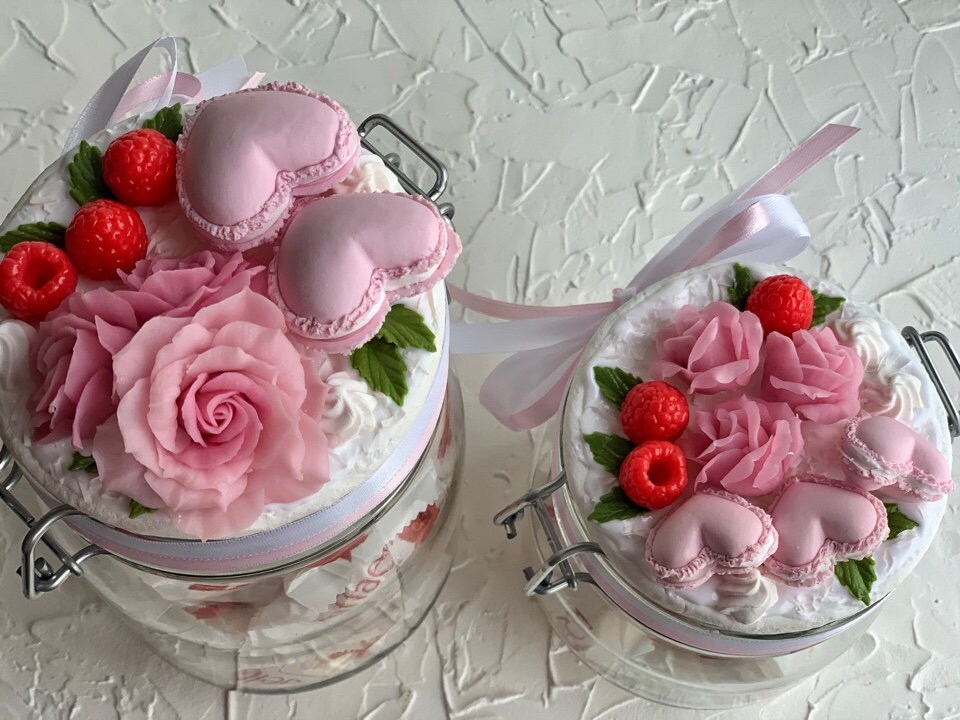 Cookie glass jar with Fimo polymer clay deco on the lid Mason Etsy