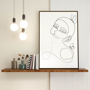 Face One Line Art, Moderne One Line Zeichnung, Minimalistischer Wand kunstdruck, abstraktes Gesicht Kunstdruck, Schlafzimmer Minimalistische Wandkunst, Dijital Download
