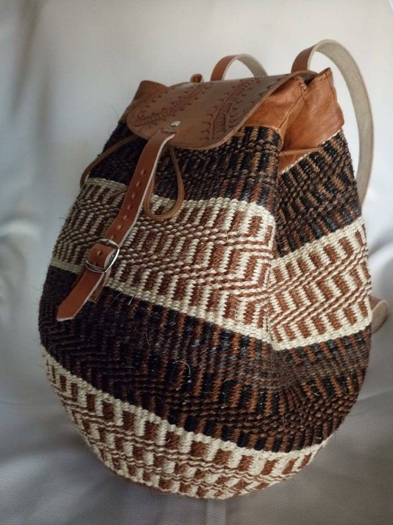 African bag"/"Handwoven bag pack"/"Back pack sisal bags"/"natural colors bag"