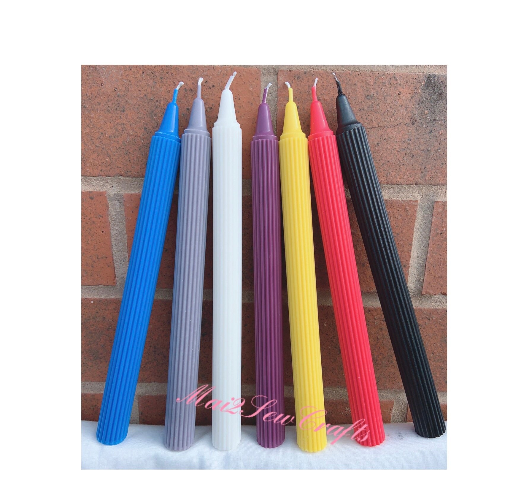 Set of 2 Tall Ribbed /taper candle/ pillar candles/ dinner/ Etsy