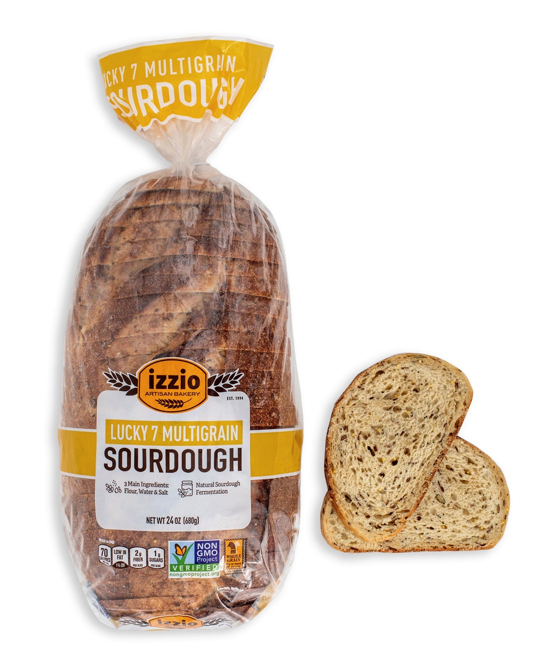 2 Packs of Izzio 24oz Sliced Sourdough LUCKY 7 Multigrain Bread fedex Express 2day Shipping