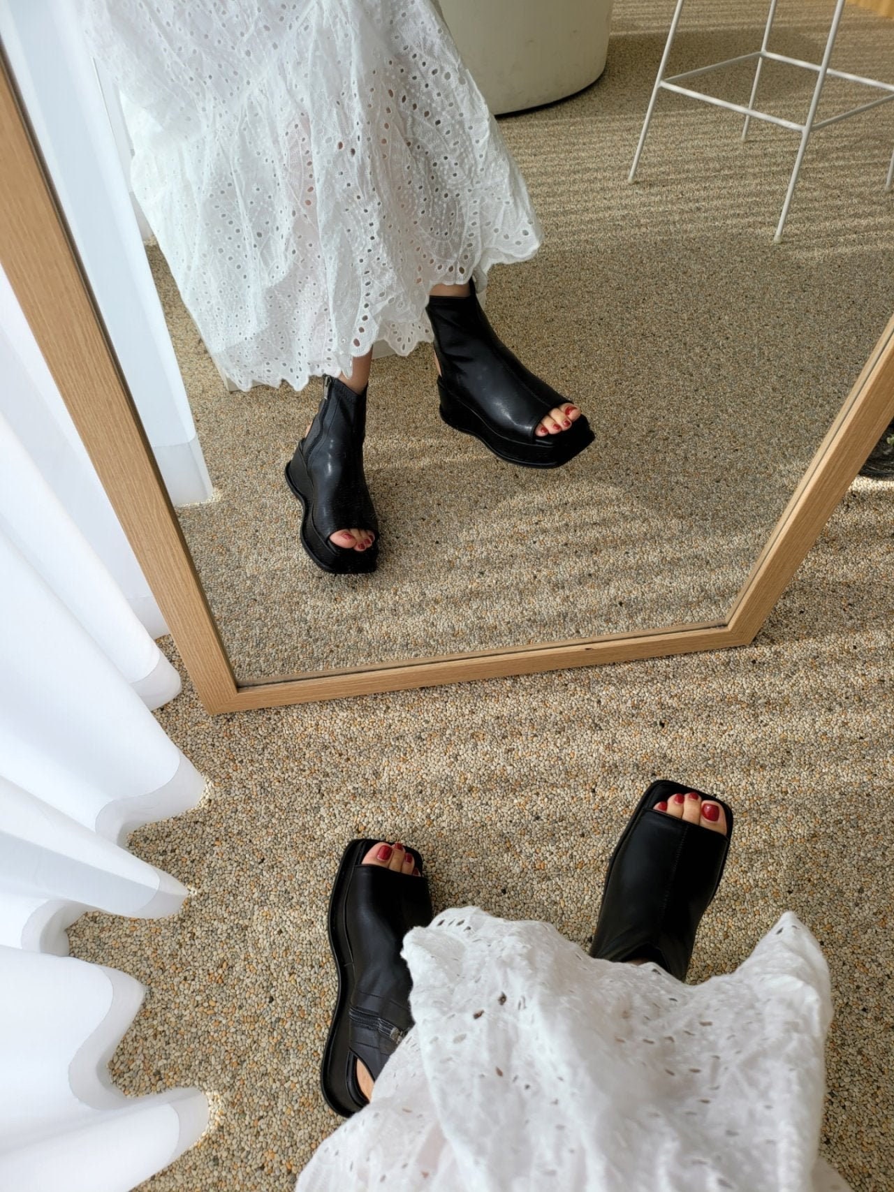  LizFoYa Women Open Peep Toe Sandals Wedge High Heels Girls  Casual Dress Strappy Leather Cork Platform Wedge Heels | Platforms & Wedges