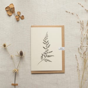 Fern Art Card - Black Spleenwort Fern - Botanical Greeting Card - Botanical Monoprint Card - Fern Print - All Occasions
