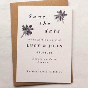 Save The Date Card - Floral Wedding Save The Date Invite -  Botanical Wedding Stationary - Elegant Wedding Invite - Personalised