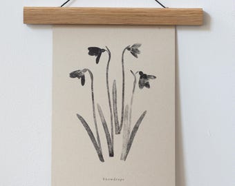 Botanical Art Print - Snowdrops A5/A4 - Vintage style floral print