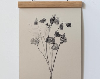 Botanical Art Print - Sweet Peas A5/A4 - Vintage style floral print