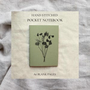 Handmade Pocket Notebook - A6 Floral Notebook Plain