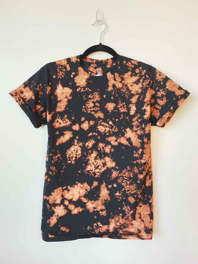 Bleach Tie Dye T Shirt Black / Orange Reverse Dye Shirt | Etsy