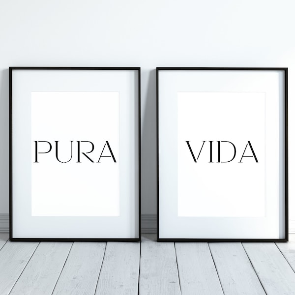 Pura Vida Digital Art Print | Inspirational Saying Pura Vida | Costa Rica Art Print | Modern Digital Art Printable | Download and Print