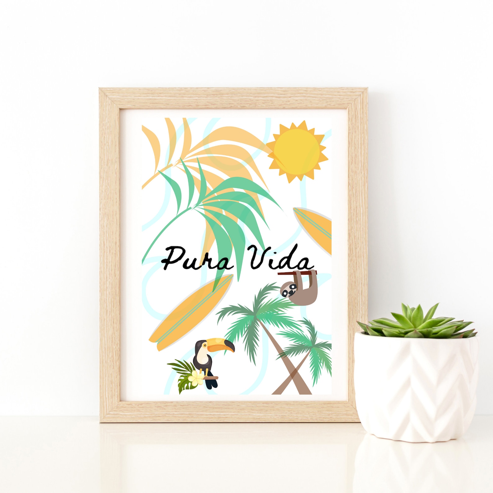 Pura Vida Life Digital Print with a variety of elements from Etsy