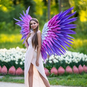 Bright colored wings, multicolored wings, angel wings, cosplay costume, butterfly wings