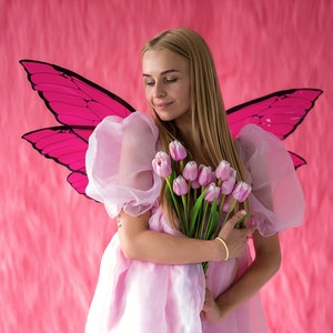 Cosplay fairy pink wings, butterfly wings, accessory to the costume, gentle wings of the forest fairy, wings for party. Sending from Ukraine