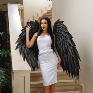 Black wings, fallen angel wings, raven wings, angel costume, bird wings, wings for perfomances, accessory for photoshoot, cosplay costume