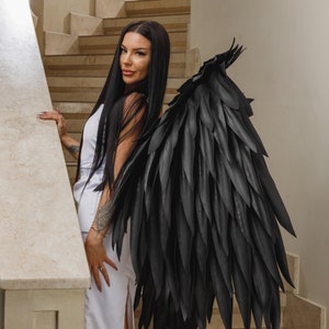 Black wings, dark angel wings, raven wings, demon wings, party accessory, large black wings, wings for cosplay photo shoot