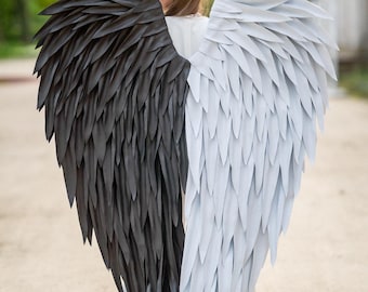 Yin Yang Angel Wings Black and White EVA Foam Wings Handmade Costume Wings Cosplay Photoshoot Halloween Prop