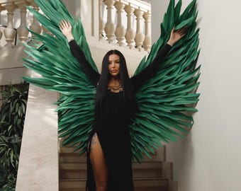 Green Artificial Wings XXL - Large Colorful Wings - Angel Wings - Cosplay Wings for Adults