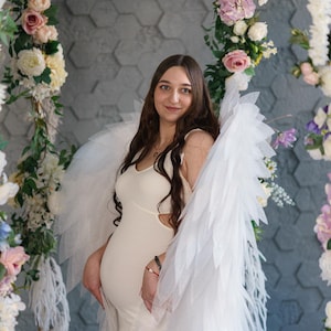 Costume for pregnant photoshoot, cupid wings, fairy wings, cosplay wings, white angel wings, acccessory for wedding photoshoot, angel wings