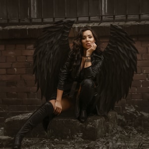 Huge black wings, angel wings, black angel wings, falling angel wings
