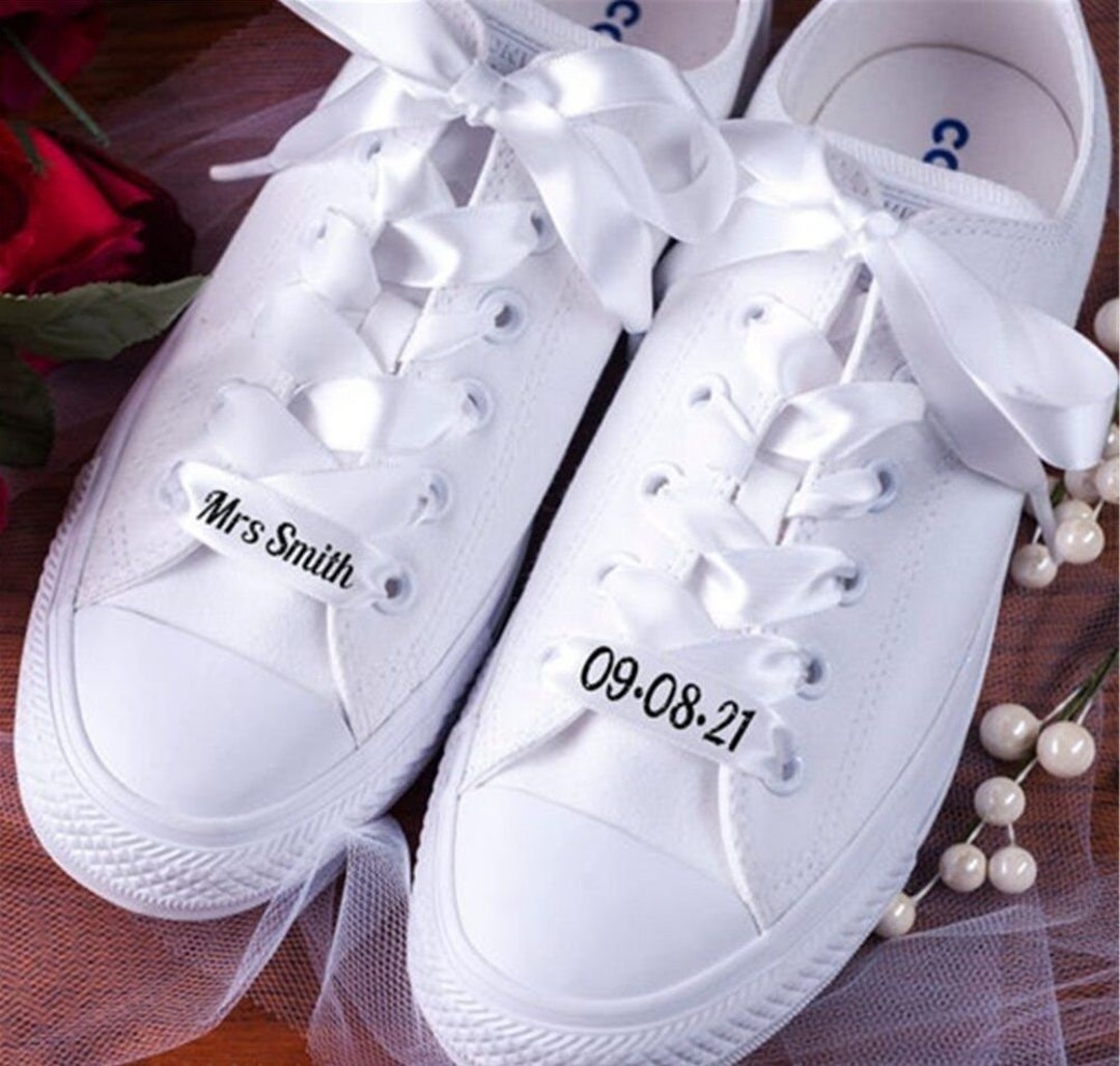 Custom Bride Shoelaces Satin Shoelaces Personalized Bridal Etsy