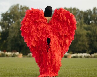 Fluffy Red Angel Wings – Photo Prop Costume Accessory – Red fluffy wings – Red angel costume