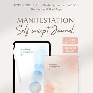 Journal des manifestations pour Goodnotes | Cahier d'exercices pour l'écriture de scripts et la conception de soi pour iPad | 369 555 SATS | Minimal | Numérique