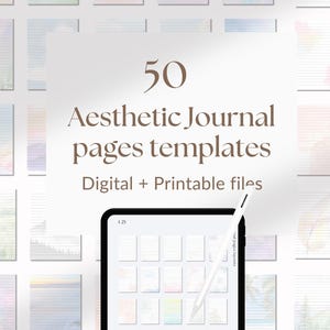 Szablony stron dziennika dla Goodnotes i do druku | 50 układów pisania | Cyfrowy notatnik z hiperłączami | Pastel | Skrypty