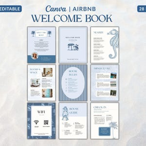 Coastal Airbnb Welcome Book Canva Template, Beach House Guest Guide, Vacation Rental, Host Manual, VRBO Guidebook