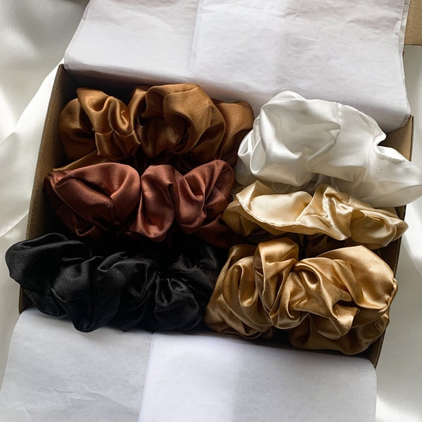 Silk Satin Scrunchie Dark Set