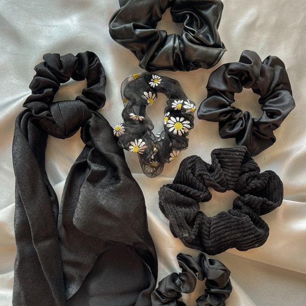 Black Silk Satin Scrunchie | Scrunchie Set