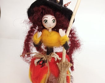 Gift Kitchen Witch Doll with curly hair Lucky Fairy Figurine