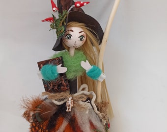 Fall decoration Halloween  Kitchen witch doll Pagan witch Good luck witch doll Housewarming gift collectible figurine lucky amulet