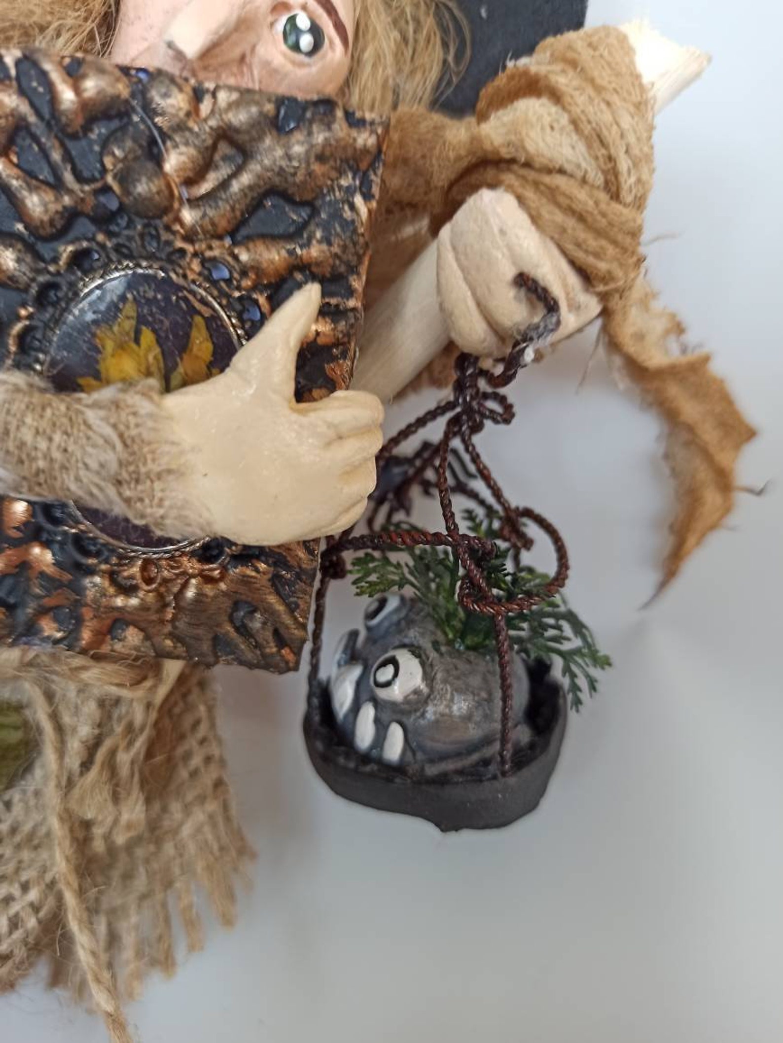 Kitchen Witch Doll Witch Figurine Grey Witch Doll Halloween | Etsy