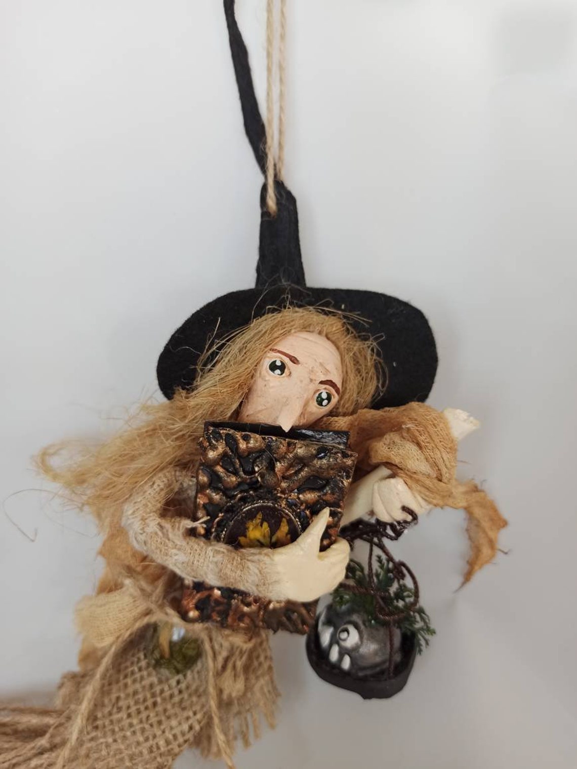 Kitchen Witch Doll Witch Figurine Grey Witch Doll Halloween | Etsy