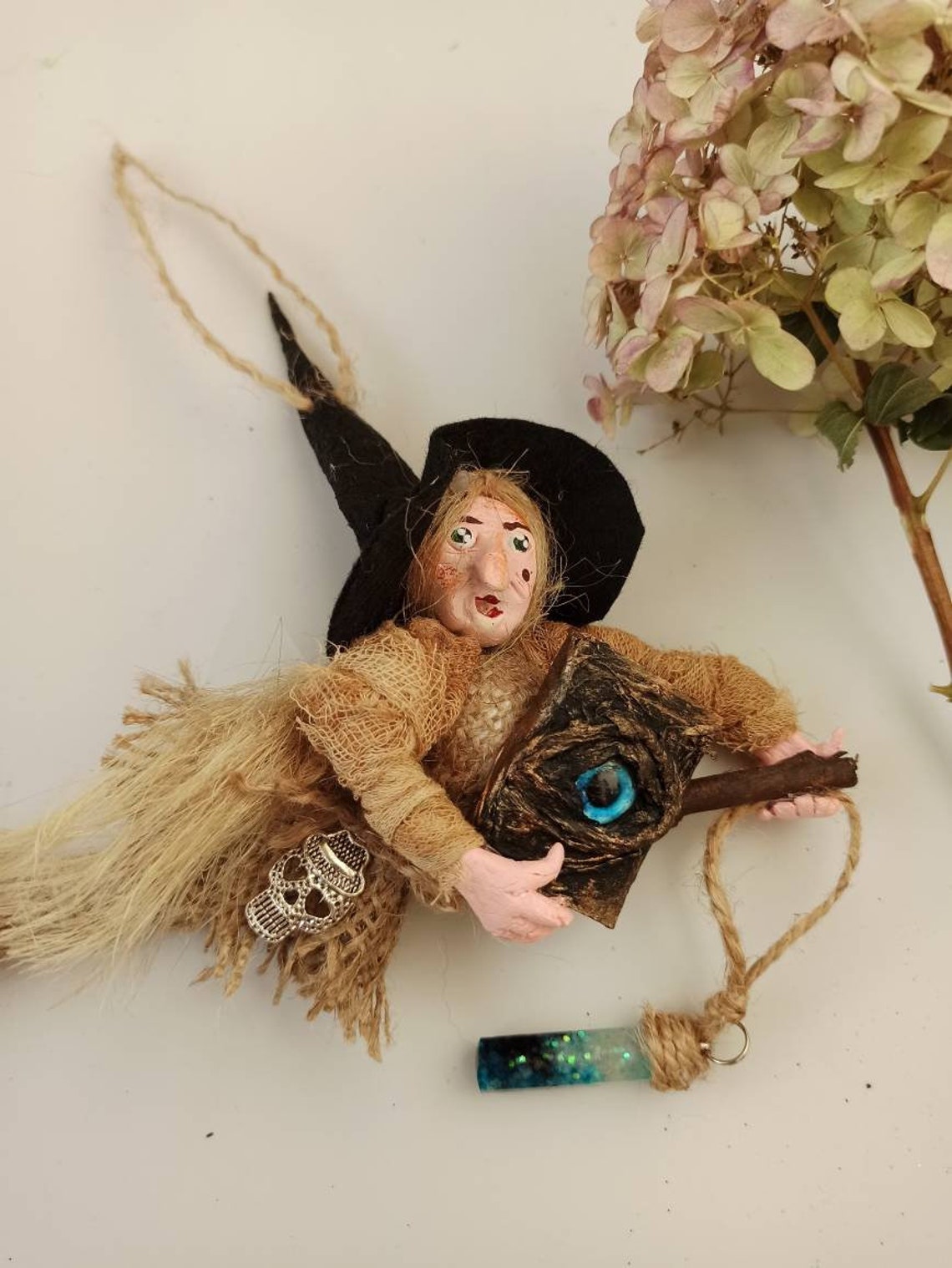 Kitchen witch doll Witch Figurine Grey witch doll Halloween | Etsy