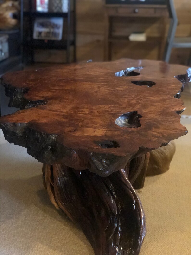 Rare Large Mid Century Burl Wood Live Edge Coffee Table Etsy