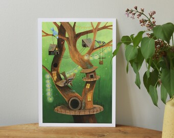 The bird tree // signed A4 print